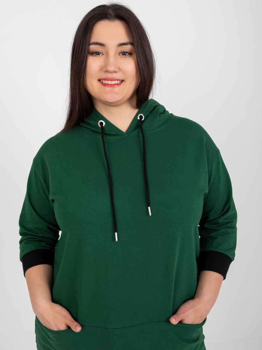 Női kapucnis pulóver plus size SYDNEY sötétzöld