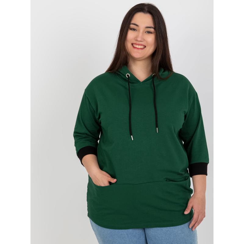 Dámská mikina s kapucí plus size SYDNEY tmavě zelená  