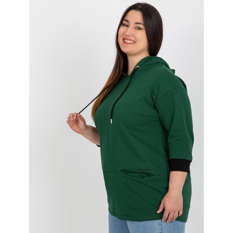 Dámská mikina s kapucí plus size SYDNEY tmavě zelená  
