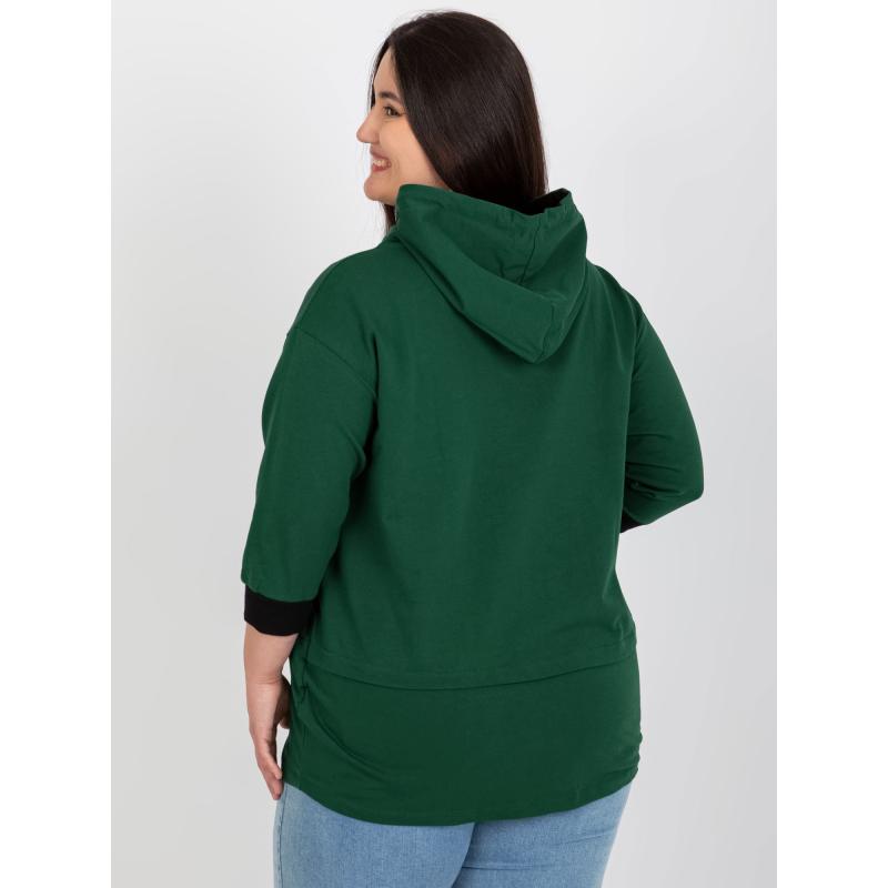 Dámská mikina s kapucí plus size SYDNEY tmavě zelená  