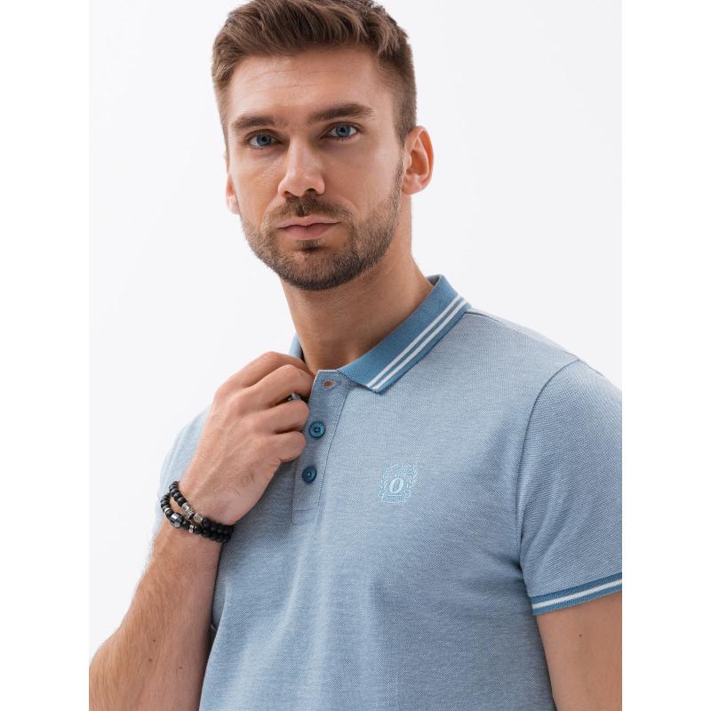 Férfi pólóing kontrasztos gallérral V3 S1618 kék