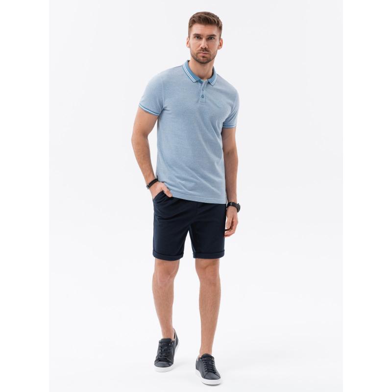 Férfi pólóing kontrasztos gallérral V3 S1618 kék