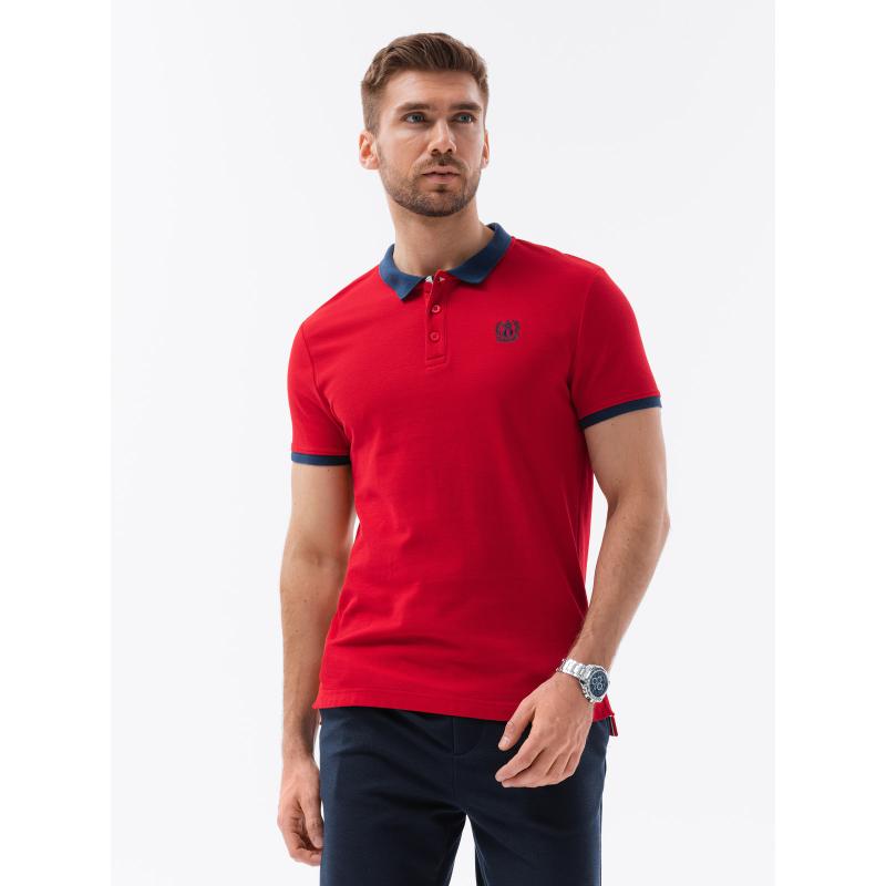 Férfi pólóing kontrasztos elemekkel V4 S1634 piros