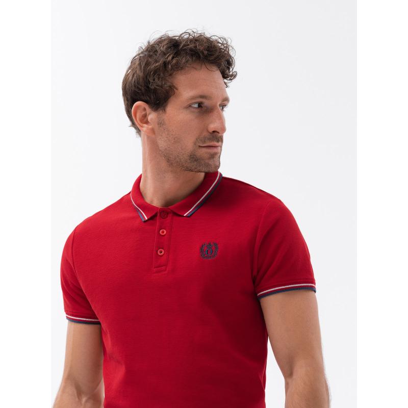 Férfi pólóing kontrasztos szegéllyel V3 S1635 piros