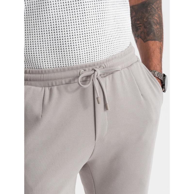 Pánské  kalhoty s pružným pasem V4 OM-PACP-0121 světle šedé 