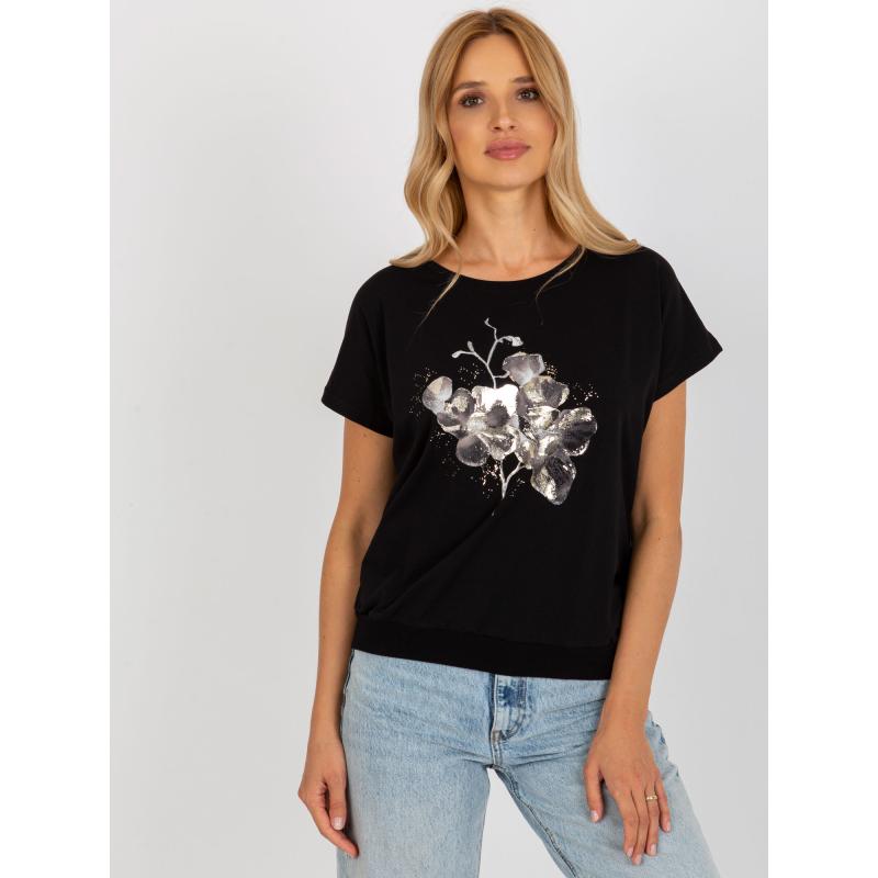 Női nyomtatott blúz RUE PARIS fekete