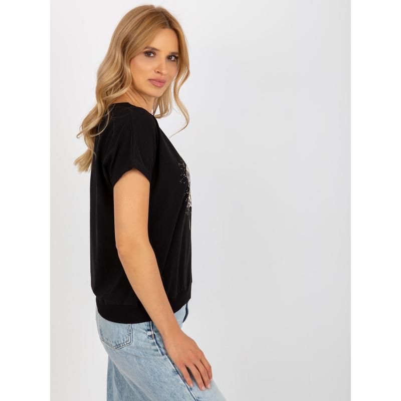 Női nyomtatott blúz RUE PARIS fekete