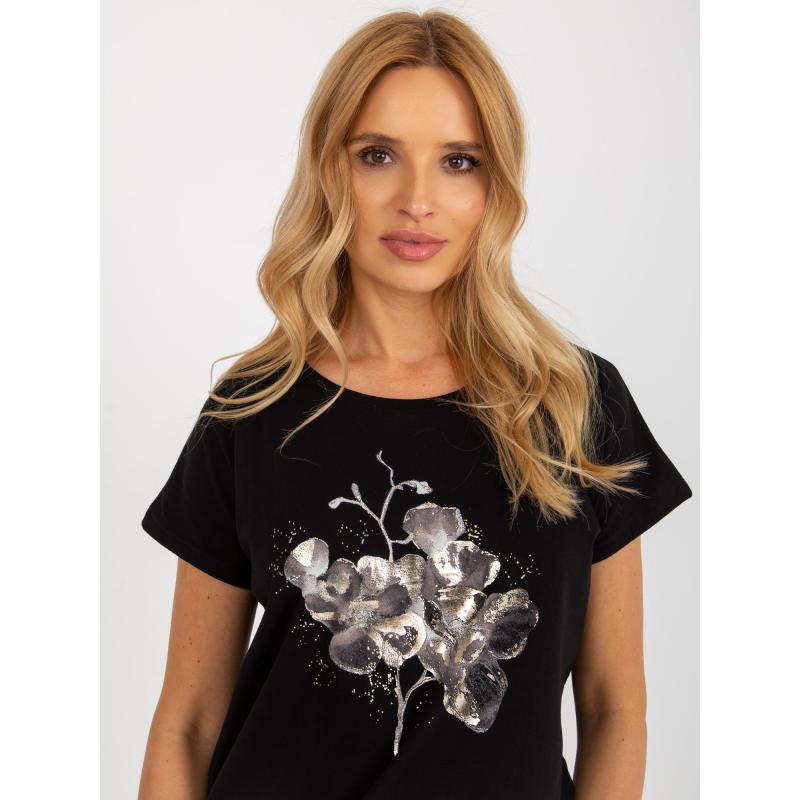 Női nyomtatott blúz RUE PARIS fekete