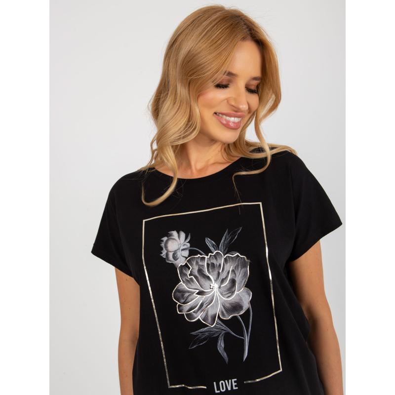 Dámská halenka s potiskem a nápisem RUE PARIS černá 