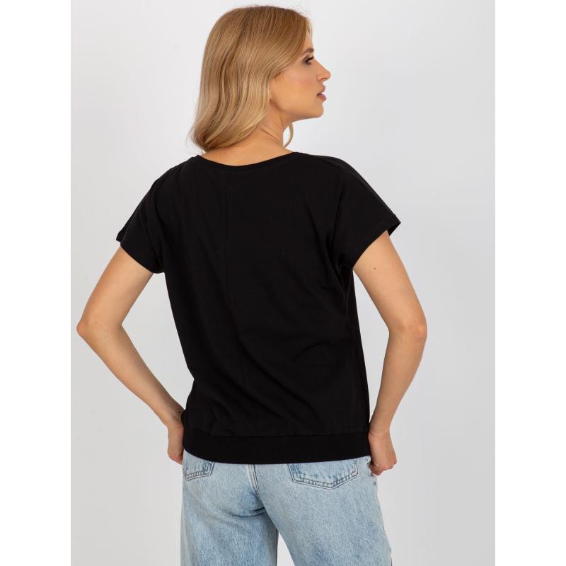 Dámská halenka s potiskem a nápisem RUE PARIS černá 