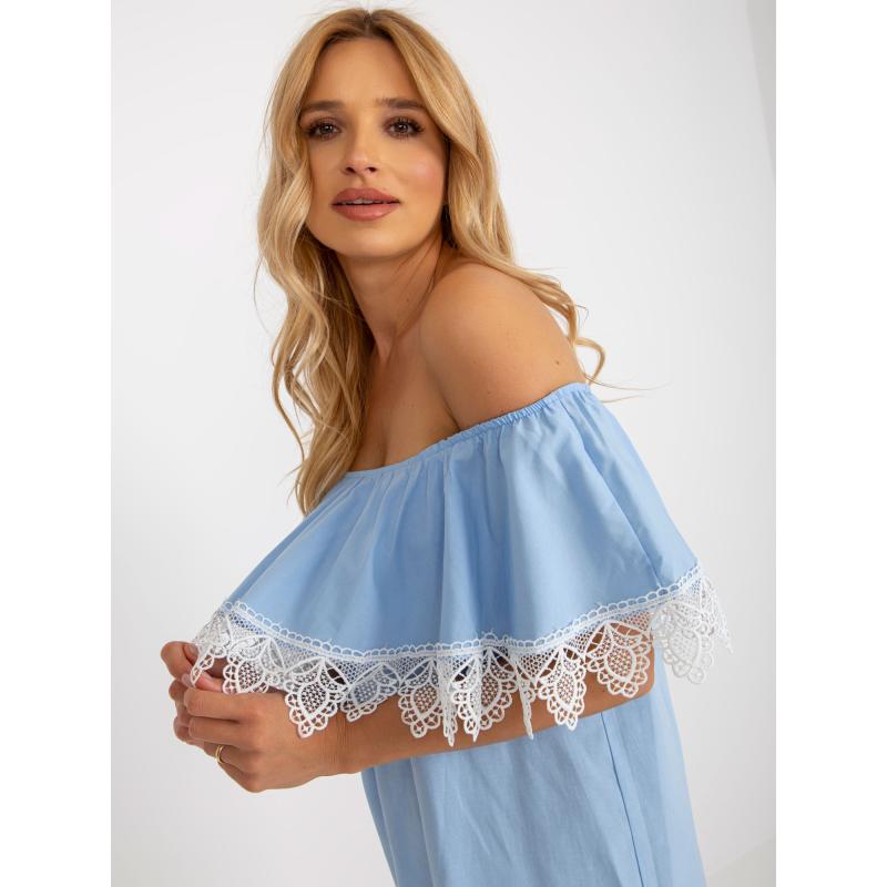 Dámské šaty s volánem španělské IMIA světle modré 