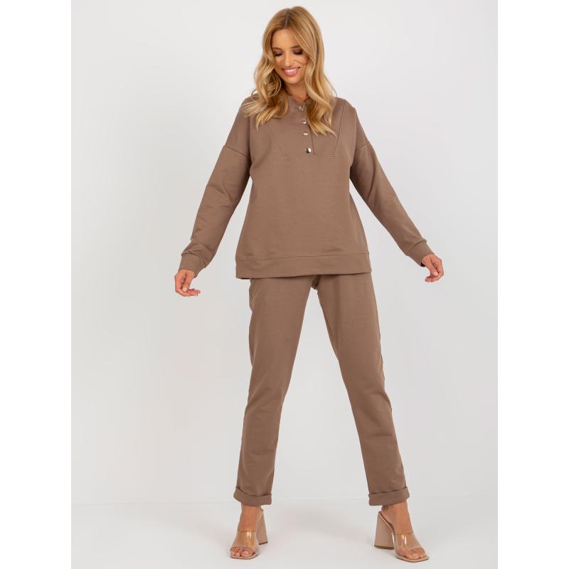 Dámská souprava s kalhotami pro volný čas hnědá 
