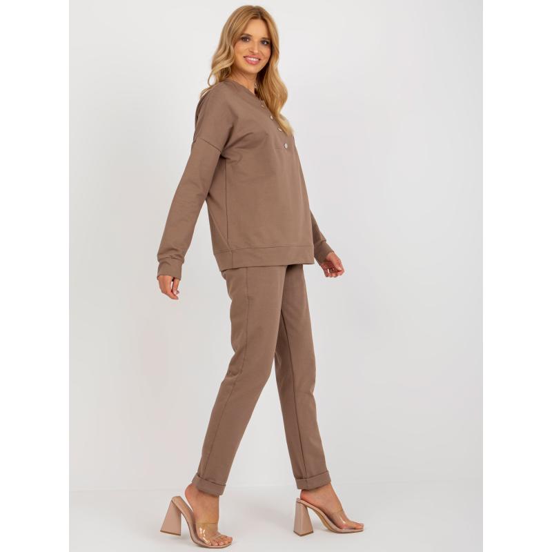 Dámská souprava s kalhotami pro volný čas hnědá 