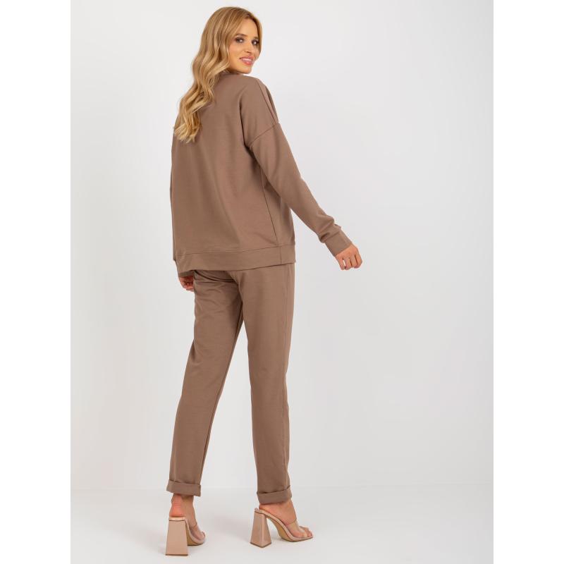 Dámská souprava s kalhotami pro volný čas hnědá 
