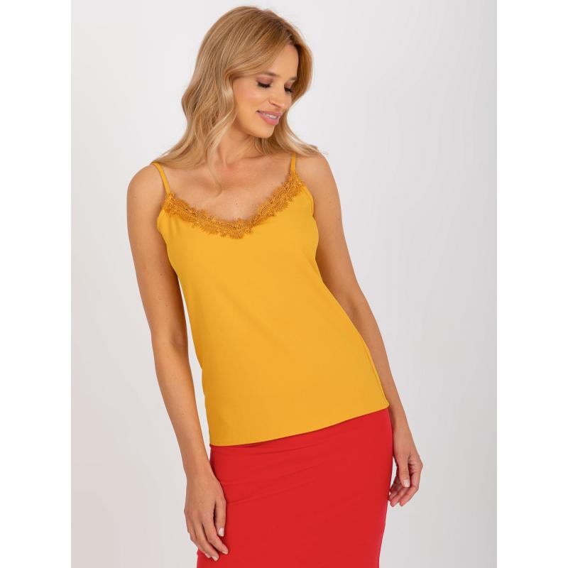 Dámský top bez ramínek DAMIA tmavě žlutý
