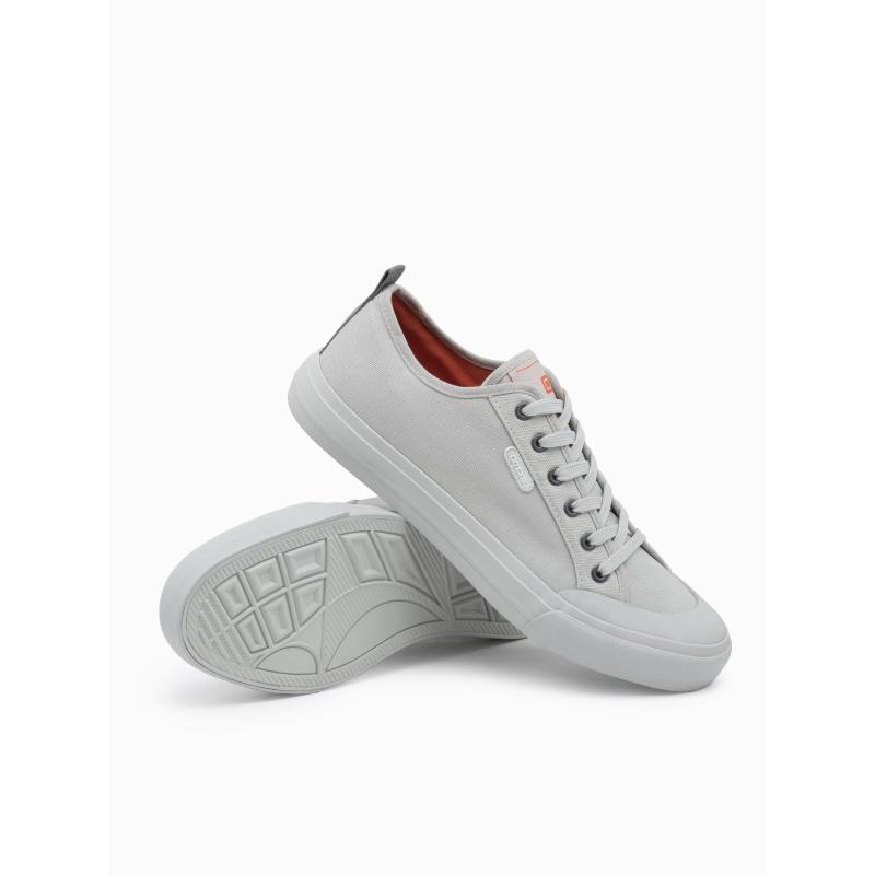 Pánské krátké tenisky jednobarevné - šedé V2 OM-FOSL-0116