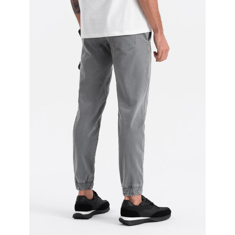 Pánské kalhoty JOGGERY s cargo kapsou šedé V4 OM-PADJ-0112