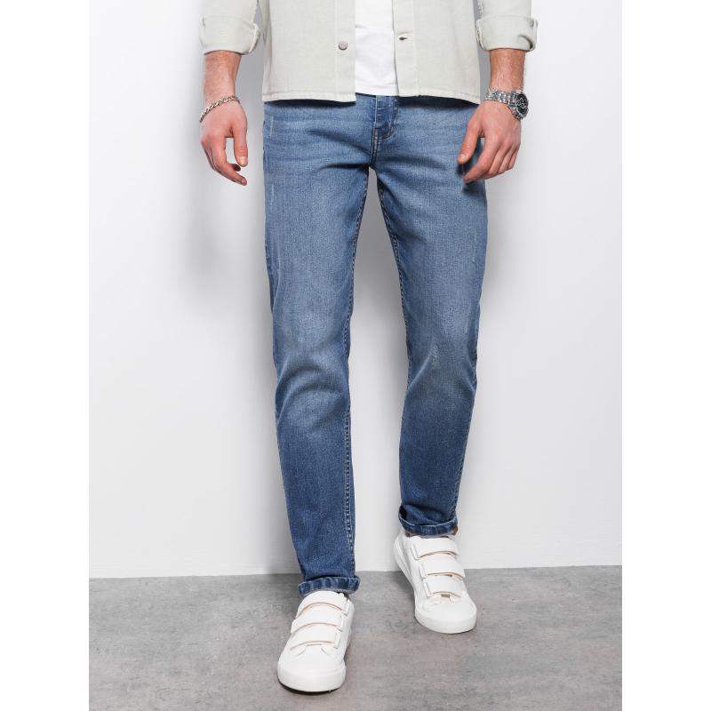 Pánské džínové kalhoty s žebrováním REGULAR FIT modré V3 OM-PADP-0102