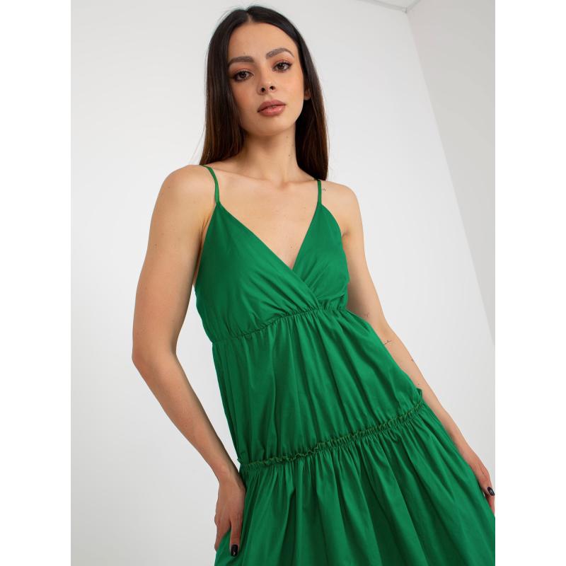 Dámské šaty s volánem OCH BELLA zelené