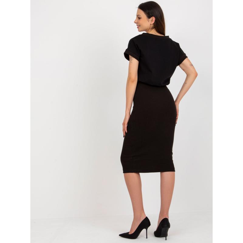 Dámský komplet s krátkou halenkou RUE PARIS černý