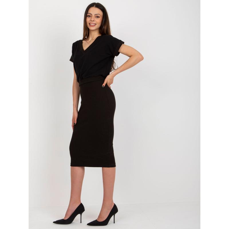 Dámský komplet s krátkou halenkou RUE PARIS černý