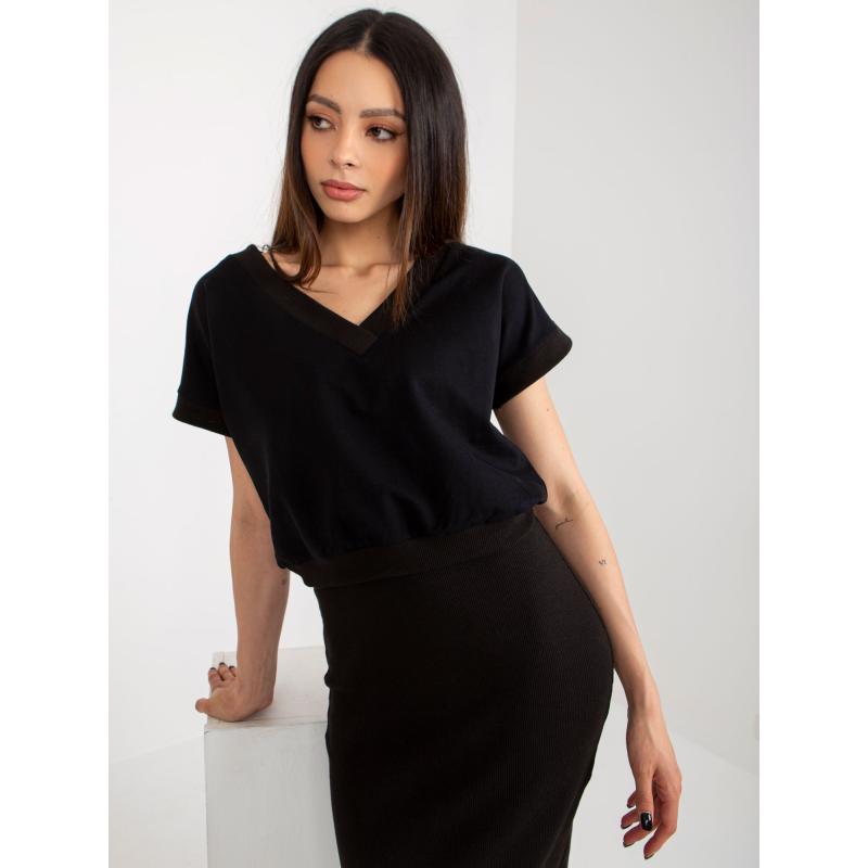 Dámský komplet s krátkou halenkou RUE PARIS černý