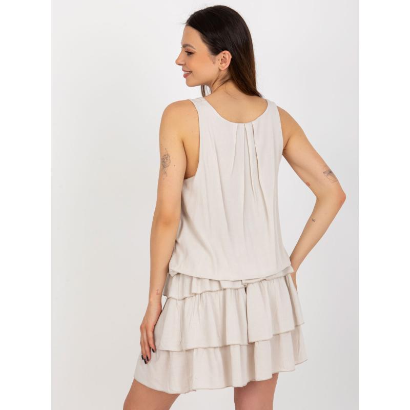 Dámské šaty s volánky OCH BELLA světle béžové 