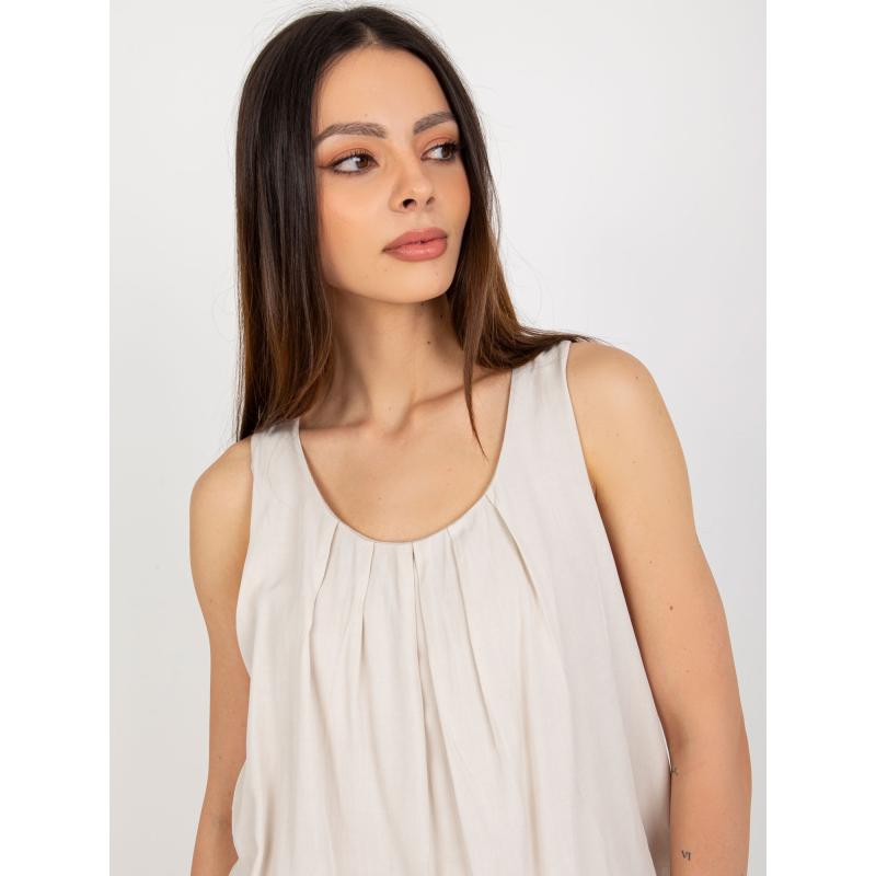 Dámské šaty s volánky OCH BELLA světle béžové 