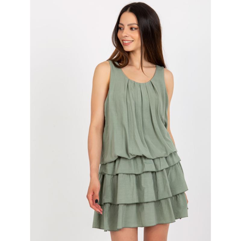 Dámské šaty s volánky OCH BELLA khaki