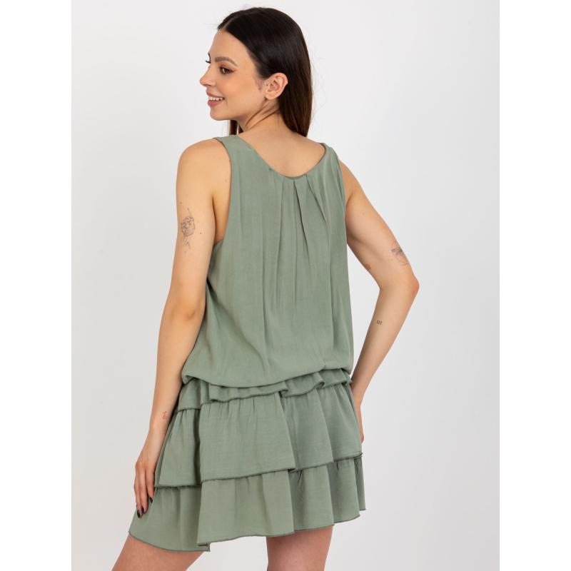 Dámské šaty s volánky OCH BELLA khaki
