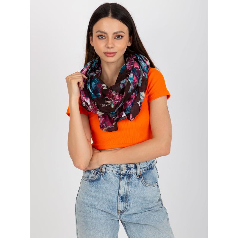 Dámský šátek s flitry PITA tmavě hnědý 