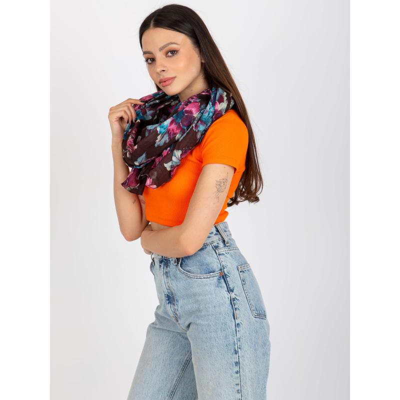 Dámský šátek s flitry PITA tmavě hnědý 