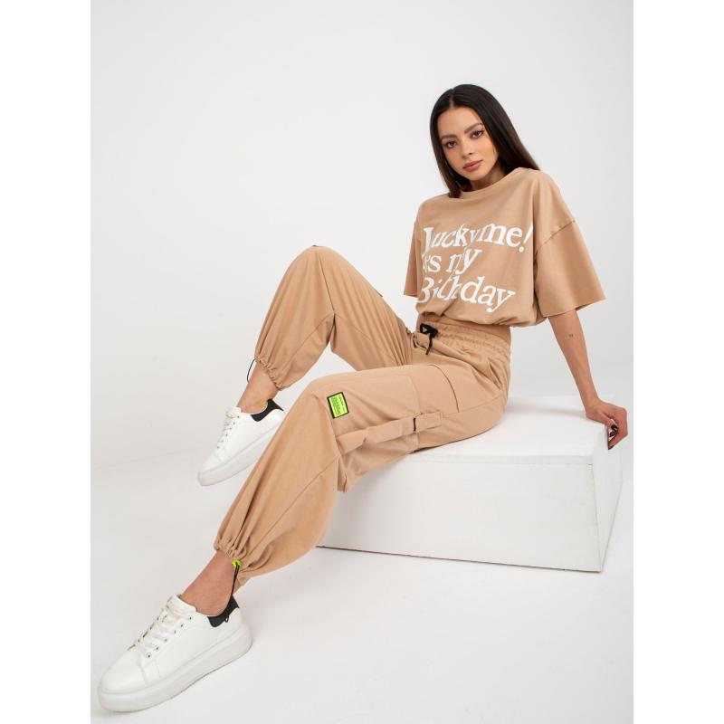 Női szett szegélyes SARASHI barna