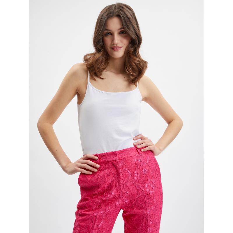 Ružové dámske nohavice so vzorom