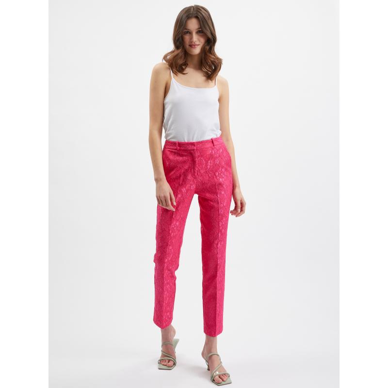 Ružové dámske nohavice so vzorom