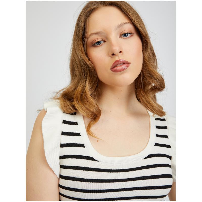 Černo-bílé dámské pruhované tričko