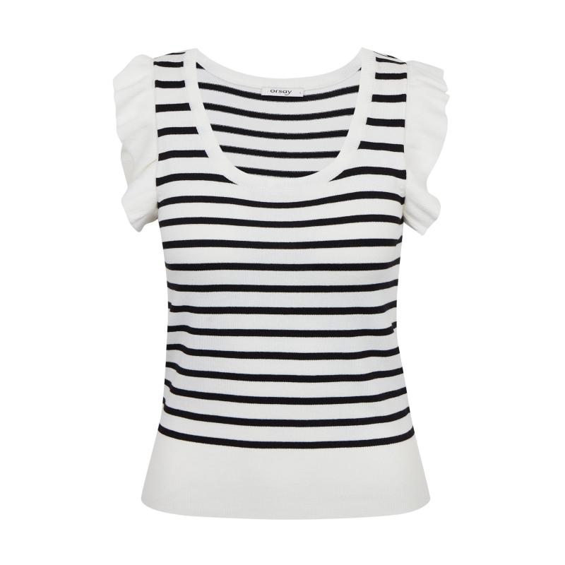 Černo-bílé dámské pruhované tričko