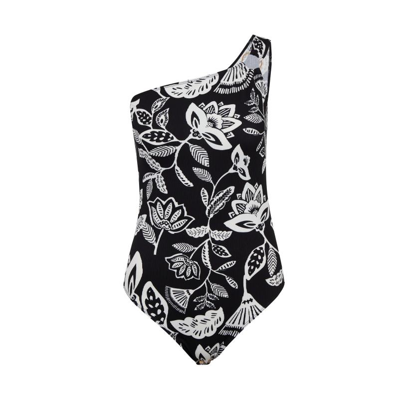 Bílo-černé dámské květované body