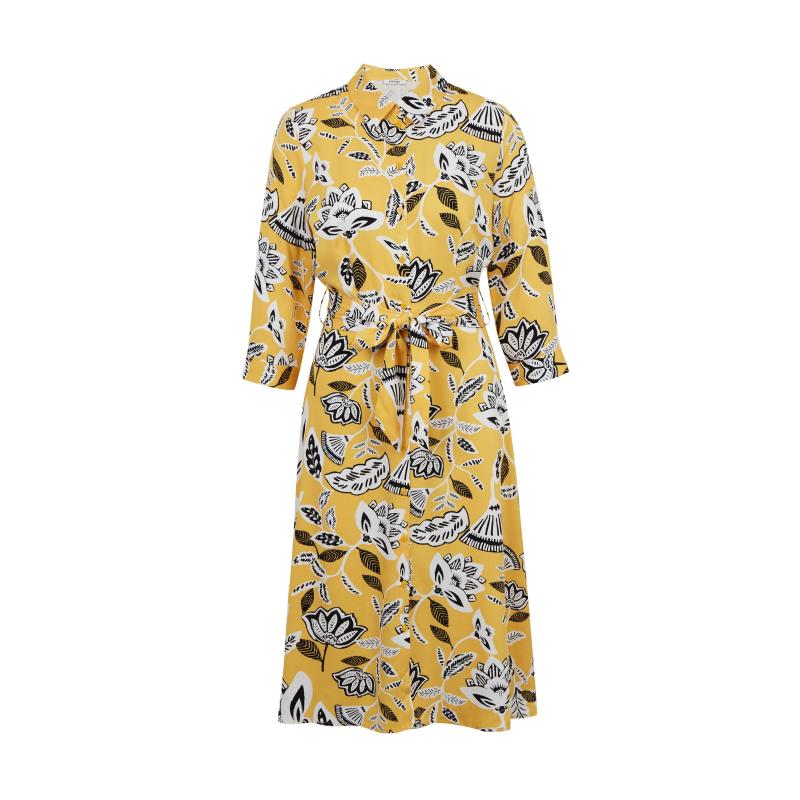 Žluté dámské květované šaty
