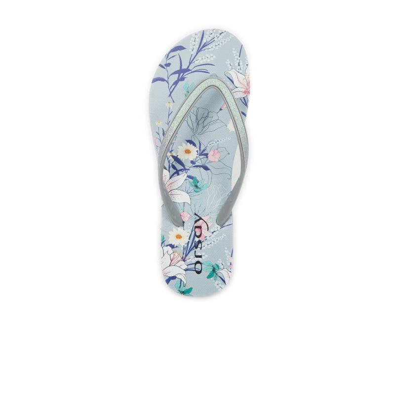 Světle modré dámské vzorované žabky