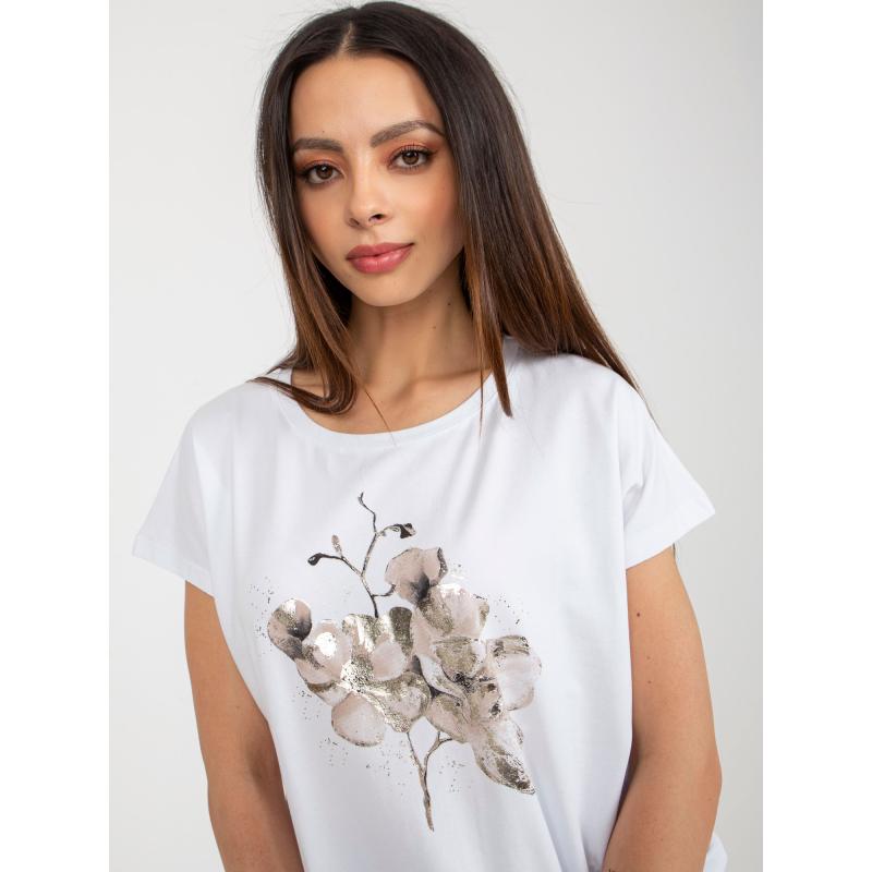 Dámská halenka s potiskem a krátkým rukávem RUE PARIS bílá 