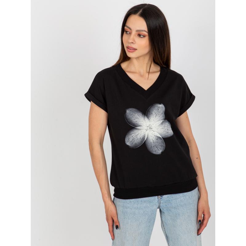 Dámská halenka s kulatým výstřihem RUE PARIS černá 