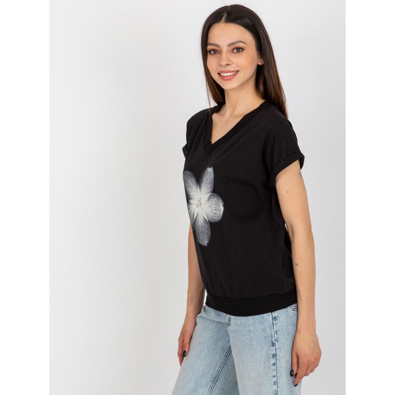 Dámská halenka s kulatým výstřihem RUE PARIS černá 