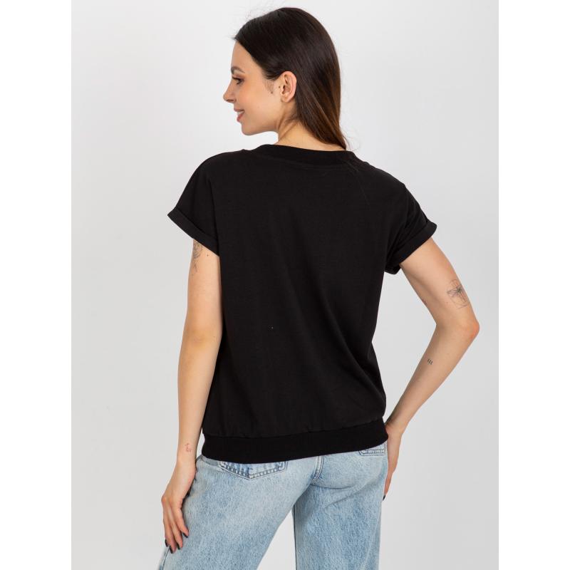 Dámská halenka s kulatým výstřihem RUE PARIS černá 