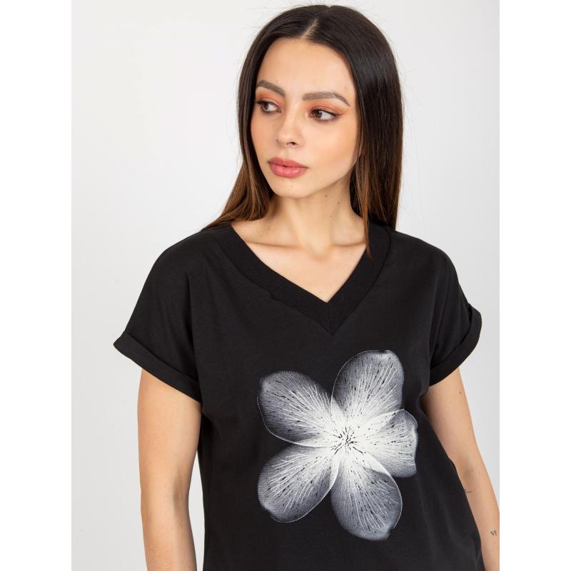 Dámská halenka s kulatým výstřihem RUE PARIS černá 