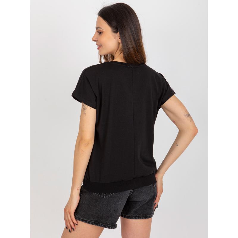 Női blúz fényes mintával RUE PARIS fekete