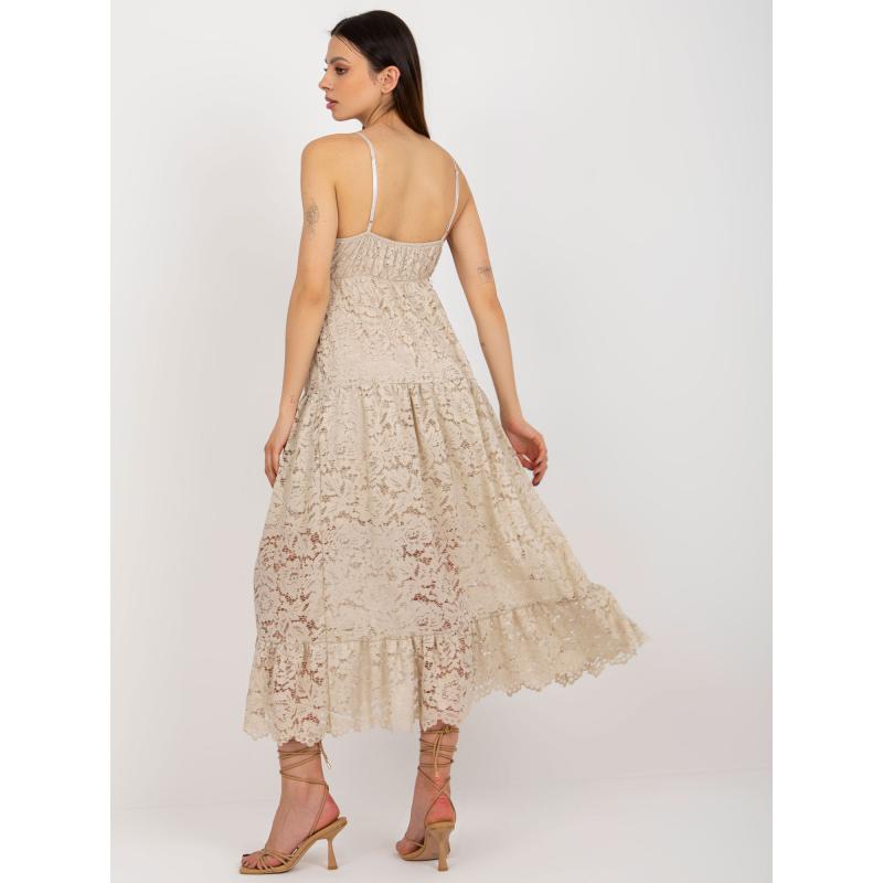 Dámské šaty s volánem OCH BELLA béžové 