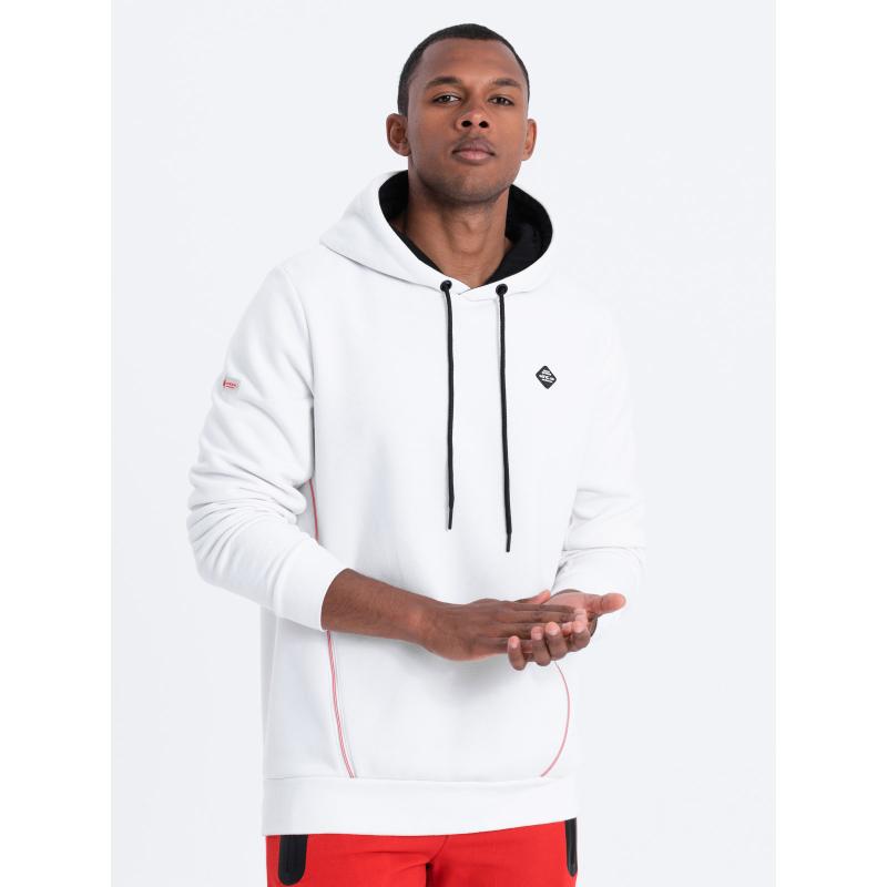 Pánská mikina s kapucí a kapsou V3 OM-SSNZ-22FW-006 bílá 