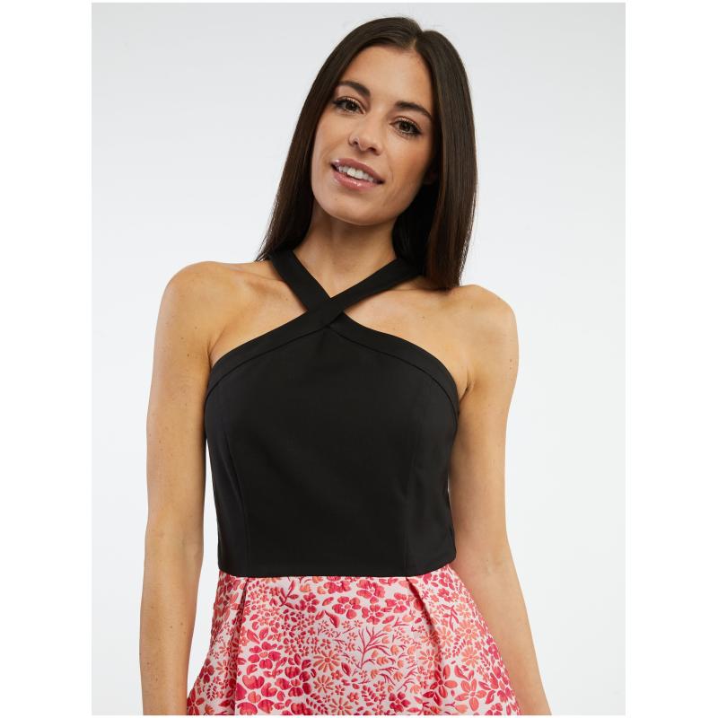 Rózsaszín és fekete női virágos ruha