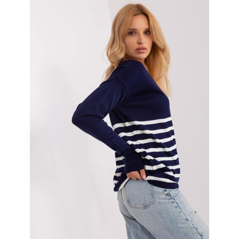 Női oversize V-nyakú pulóver GRACIE tengerészkék